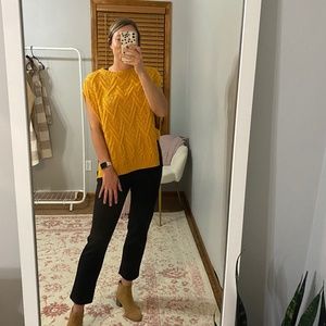 mustard cableknit vest
